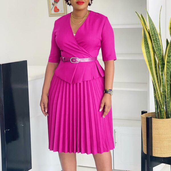 Plus Size V-Neck Pleated African Dresses Wholesale Womens Clothing N3824080500019